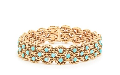 YELLOW GOLD AND TURQUOISE BRACELET