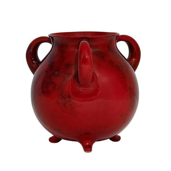 Zsolnay Pecs three-handled footed vase