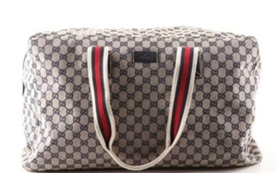 Gucci Canvas Duffle Bag with Web Stripe Handles