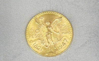 A coin of 50 Pesos gold Mexico 1821/1847