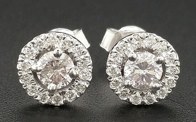 0.63ct Light Pink, Diamonds - 14 kt. White gold - Earrings - ***No Reserve Price***