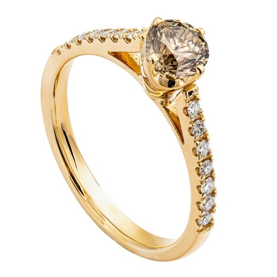 1.02 tcw SI1 Diamond Ring - 14 kt. Yellow gold - Ring - 0.80 ct Diamond - 0.22 ct Diamonds - No Reserve Price