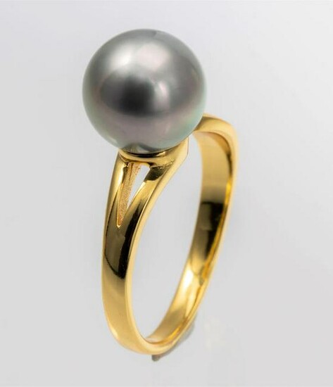 10x11mm Golden Green Tahitian Pearl - 925 Silver - Ring