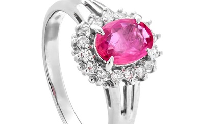 1.17 tcw Sapphire Ring Platinum - Ring - 0.95 ct Sapphire - 0.22 ct Diamonds - No Reserve Price