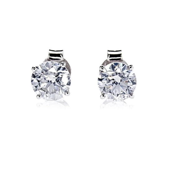 1.20 Ct Round Diamond Earrings - 14 kt. White gold - Earrings Diamond - No Reserve