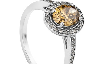 1.21 tcw SI1 Diamond Ring - 14 kt. White gold - Ring - 1.03 ct Diamond - 0.18 ct Diamonds - No Reserve Price