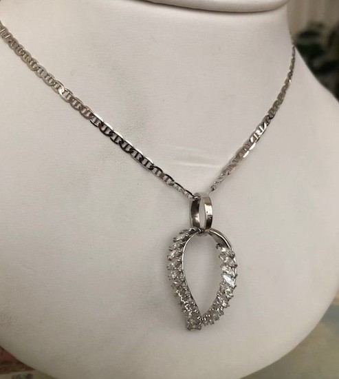14 kt. Platinum, White gold - Necklace with pendant - 2.00 ct Diamond