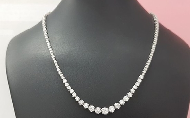 14 kt. White gold - Necklace - 7.05 ct Diamond - d vs1 collection