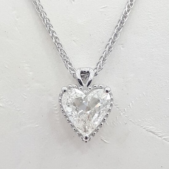 14 kt. White gold - Necklace with pendant - 1.00 ct Diamond