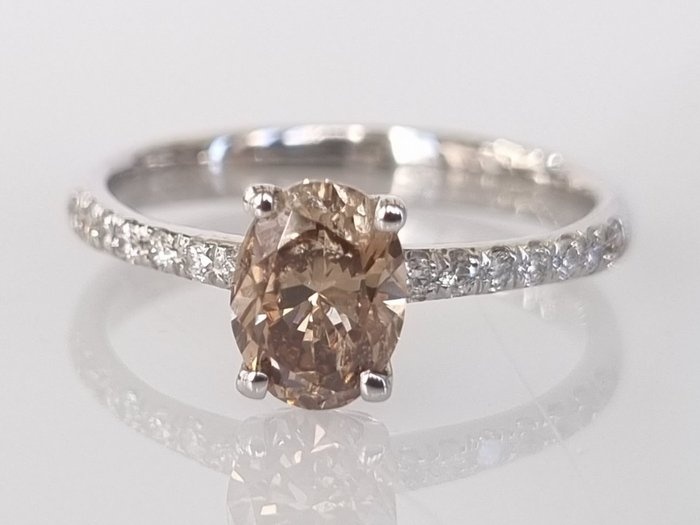 14 kt. White gold - Ring - 1.07 ct Diamond - Diamonds