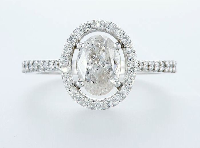 14 kt. White gold - Ring - 1.37 ct Diamond - Diamonds