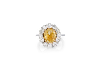 14K Gold, Yellow Sapphire, and Diamond Ring