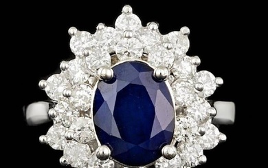 14K White Gold 1.96ct Sapphire and 1.20ct Diamond Ring