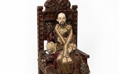 17th Century, French Saint Louis Polychrome Figure
