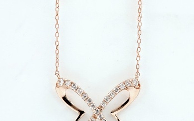 18 kt. Pink gold - Necklace with pendant - 0.16 ct Diamond