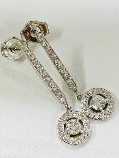 18 kt. White gold - Earrings - 1.01 ct Diamonds