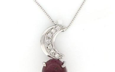 18 kt. White gold - Necklace, Necklace with pendant - 2.00 ct Ruby - Diamonds