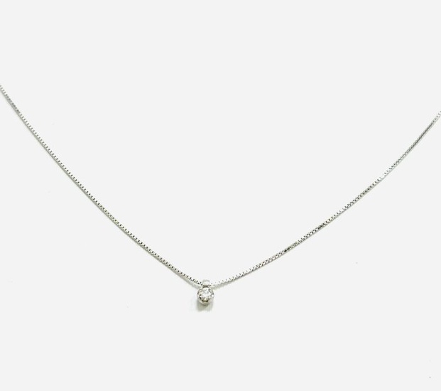 18 kt. White gold - Necklace with pendant - 0.13 ct Diamond