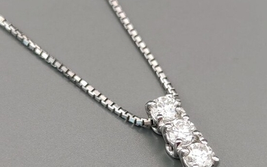 18 kt. White gold - Necklace with pendant - 0.30 ct Diamond