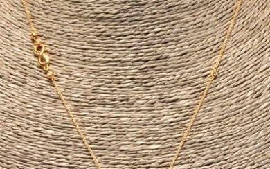 18 kt. Yellow gold - Necklace with pendant - Diamond, Tsavorites, Green agates