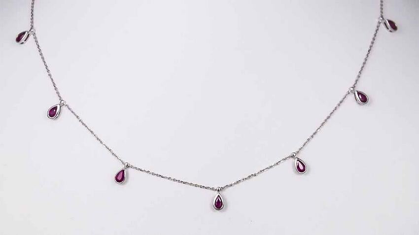 18K WHITE GOLD RUBY NECKLACE