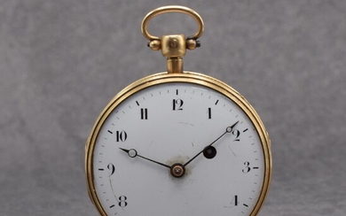 18k pink gold verge pocket watch with 1/4...