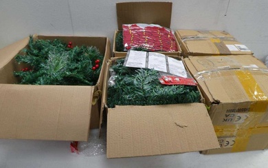 1.8m part decorated Christmas tree and 2 boxes of garlandCondition...