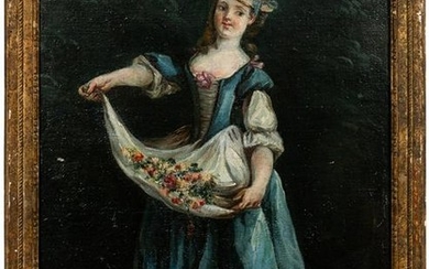 18th Century, French School "Girl In Blue Dress"