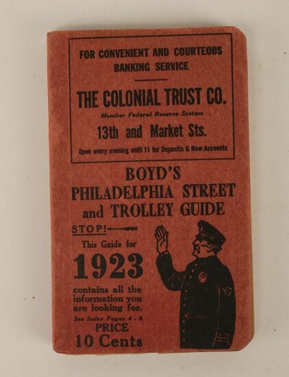 1923 BOYDS PHILADELPHIA STREET & TROLLEY GUIDE