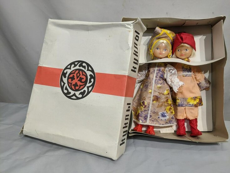 1987 Kyknbl Russian Cell-Plastic 2 Dolls in Original