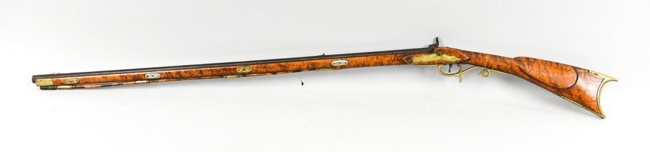 19TH C. FULL STOCK KENTUCKY STYLE PERCUSSION RIFLE