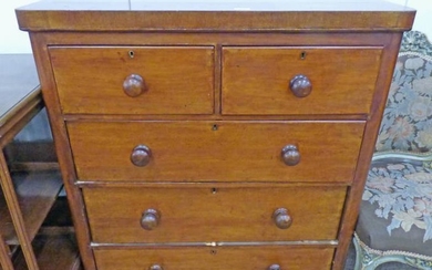 19TH CENTURY MAHOGANY CHEST OF 2 OVER 3 DRAWERS...