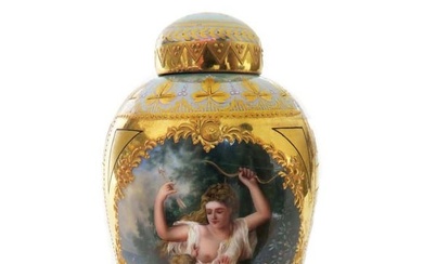 19th C. Hand Painted Royal Vienna Lidded Vase