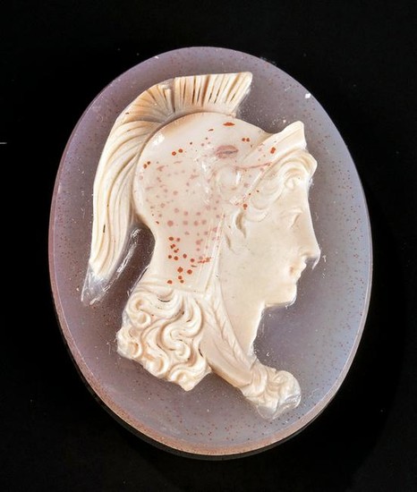 19th C. Victorian Glass Cameo of Athena
