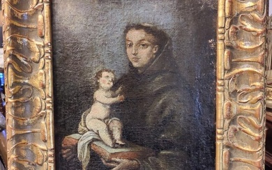 19th c. Spanish Colonial St Anthony Padua w/ Christ Child