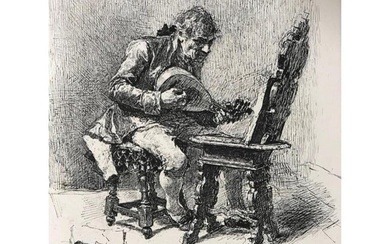 19thc Steel Engraving, Mariano Fortuny, The Guitar Player