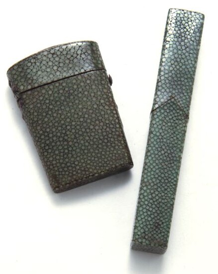 (2) Antique shagreen cased items including