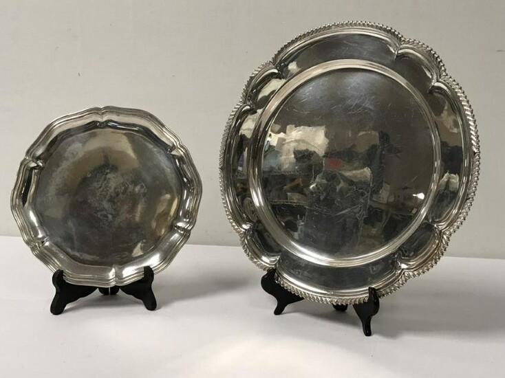 2 PCS. STERLING AND CONTINENTAL SILVER ROUND TRAYS