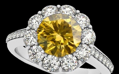 2.75 ctw Certified SI/I Fancy Intense Yellow Diamond Ring 10k White Gold