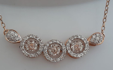 14 kt. Rose gold - Necklace - 0.90 ct Diamond - Diamonds