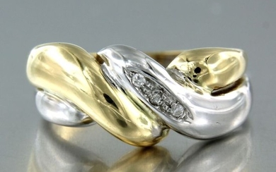 18 kt. White gold, Yellow gold - Ring - 0.03 ct Diamond