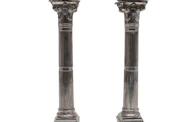 3312795. A PAIR OF VICTORIAN SILVER CANDLESTICKS.