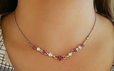 3.74 ct Diamond and Ruby Choker Necklace in Platinum-15