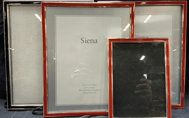 4 Silver Plate Siena Photo Frames Red & Black