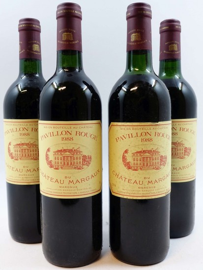4 bouteilles PAVILLON ROUGE DU CH MARGAUX 1988 Margaux (2 haute épaule