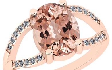 5.00 Ctw SI2/I1 Morganite And Diamond 14K Rose Gold Vintage Style Ring