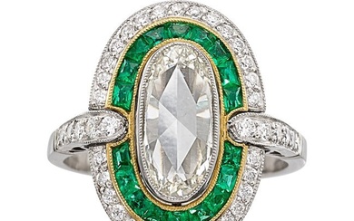 55095: Diamond, Emerald, Platinum, Gold Ring Stones: R