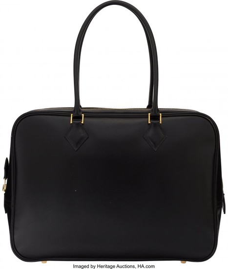 58095: Hermès 32cm Black Calf Box Leather Plume