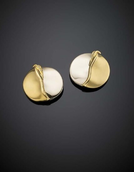 MISANI Bi-coloured gold diamond earclips, g 15.6, diam.