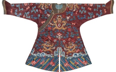 78095: A Chinese Embroidered Silk Children's 'Dragon' R